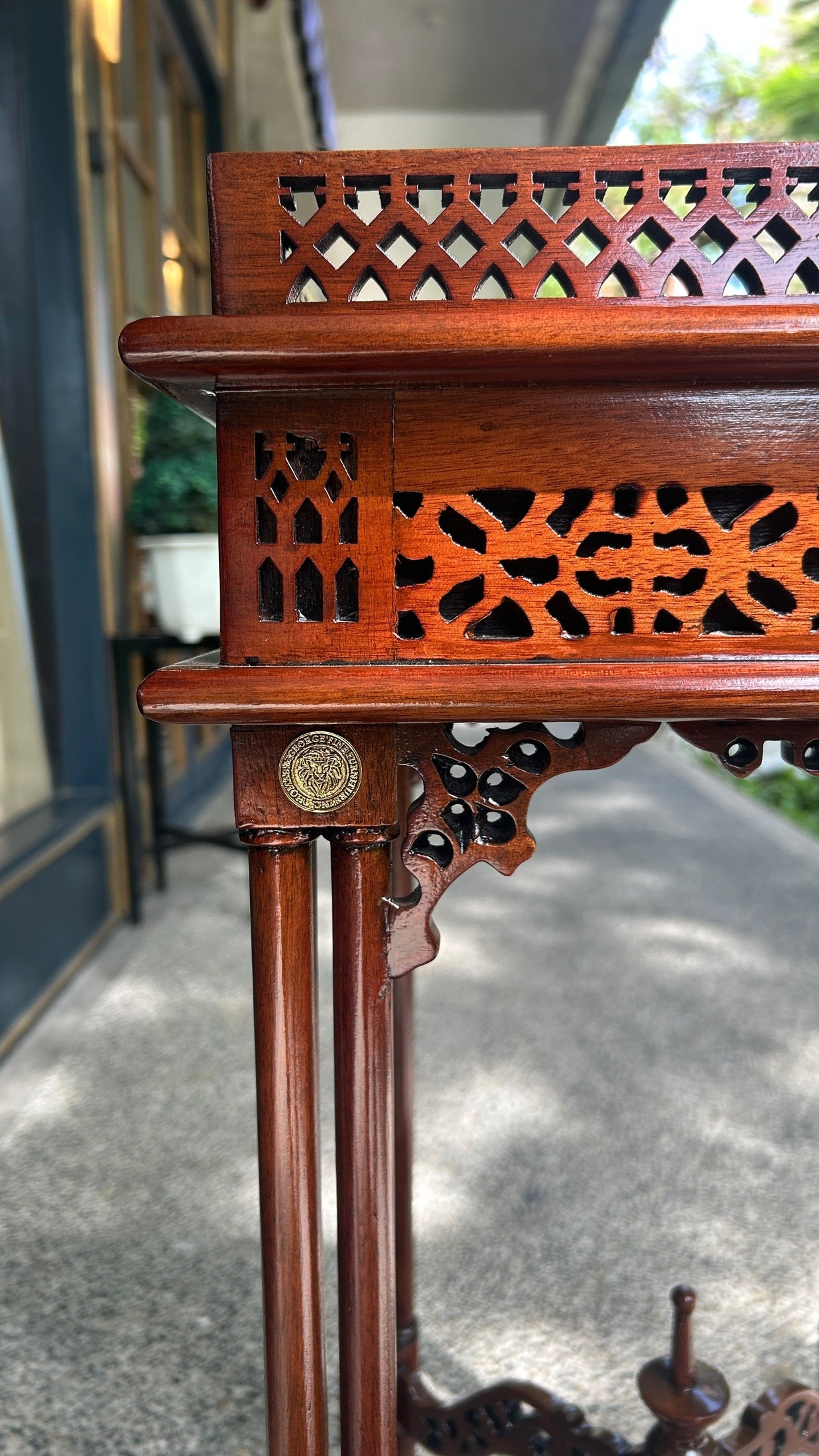 Chinese Chippendale Fretwork Tea Table (Square)