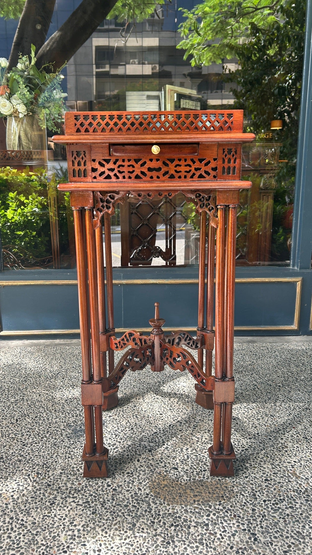 Chinese Chippendale Fretwork Tea Table (Square)