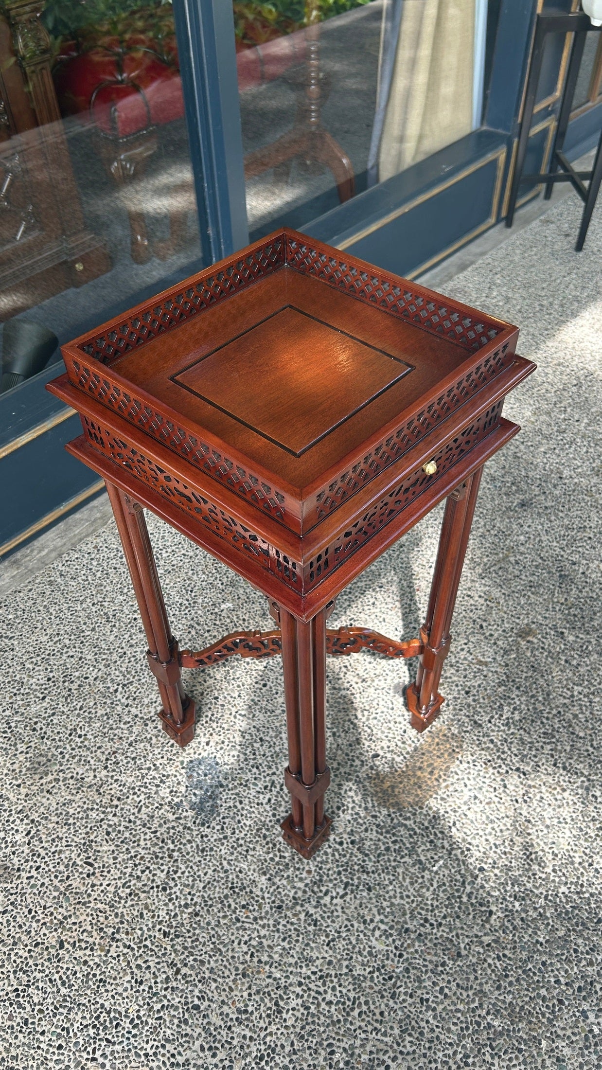 Chinese Chippendale Fretwork Tea Table (Square)