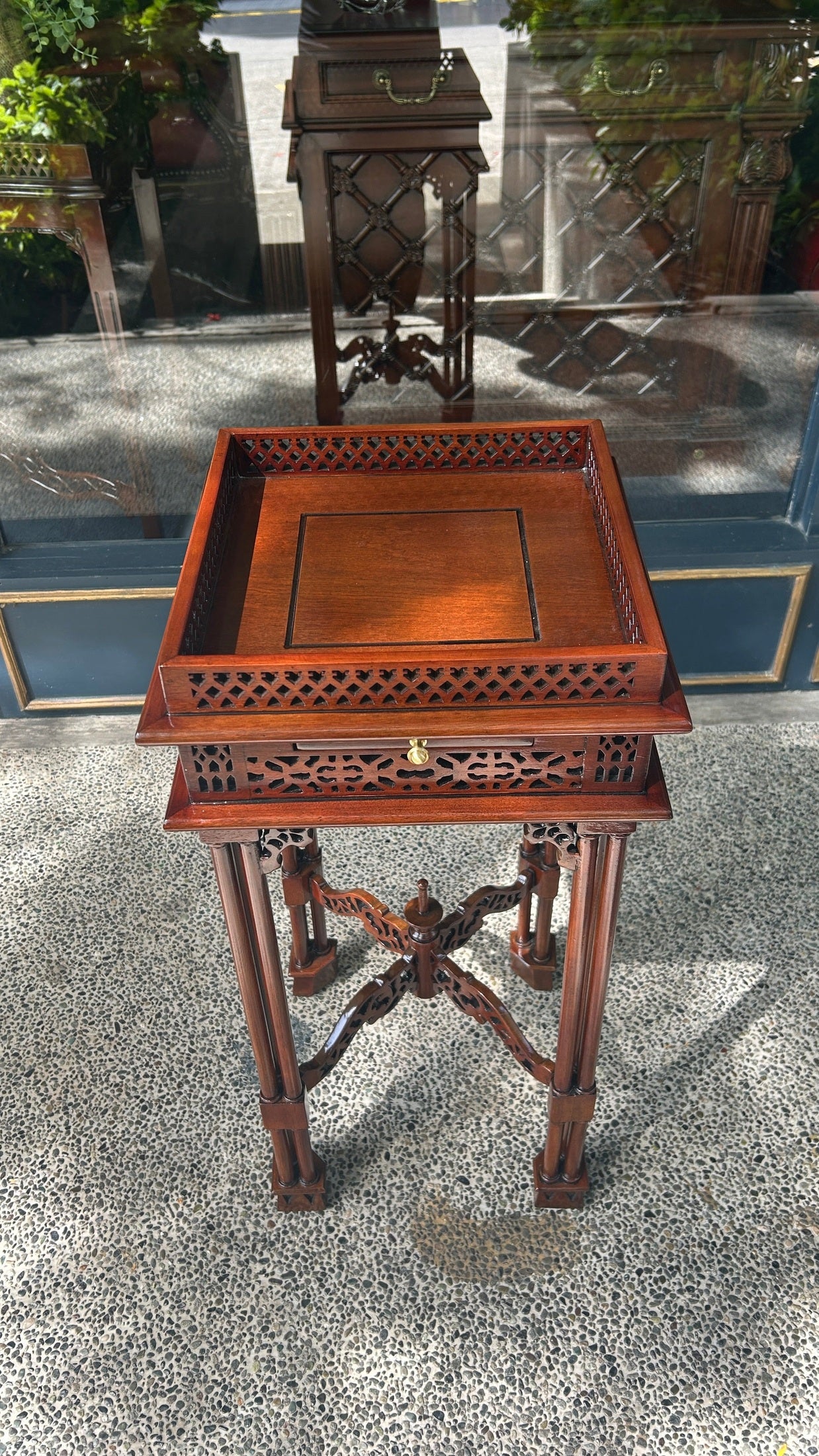 Chinese Chippendale Fretwork Tea Table (Square)