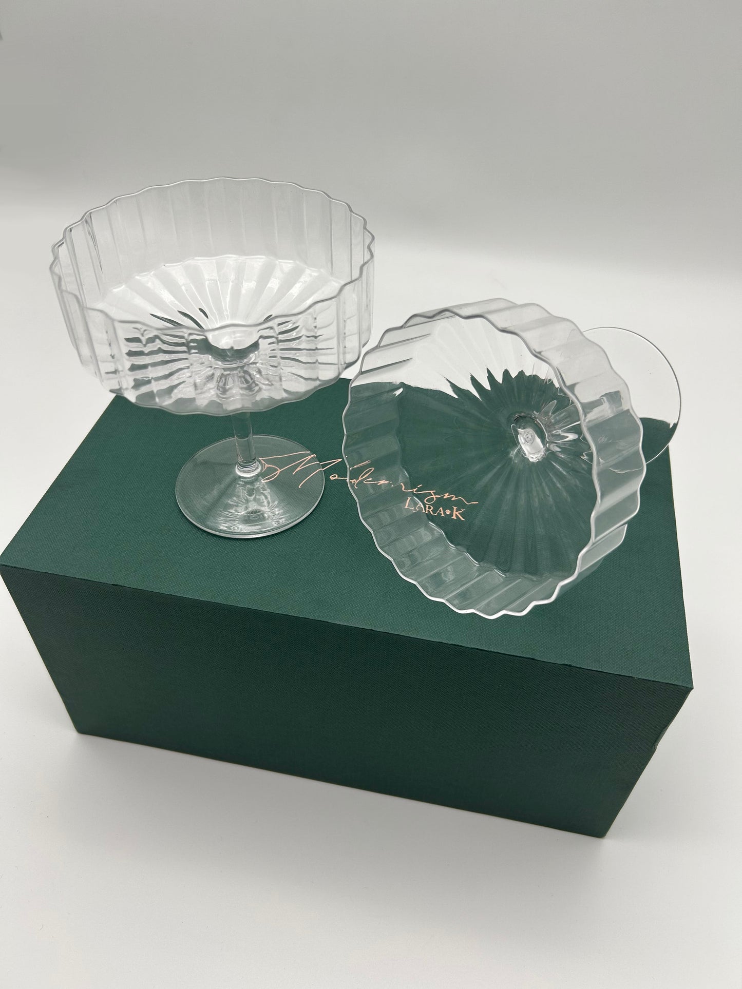 Modernism x Lara K. Crystal Champagne Coupe Glasses