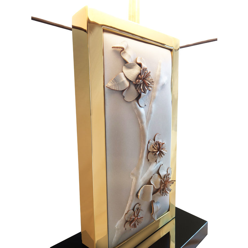 Sculpted Blossom Leather Table Lamp II