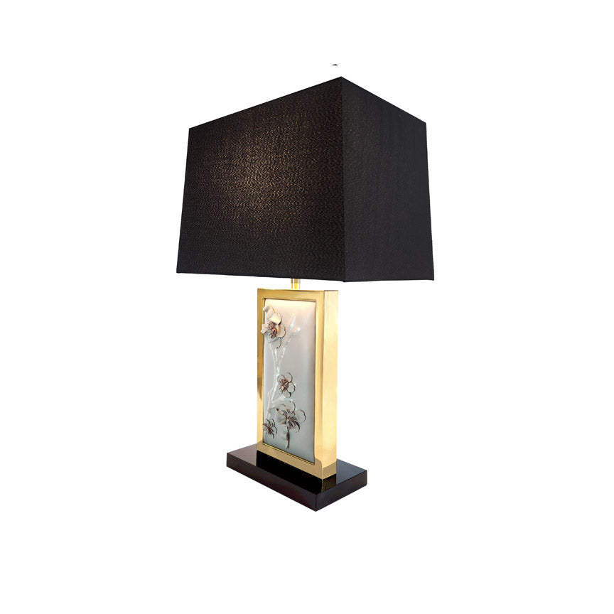 Sculpted Blossom Leather Table Lamp II