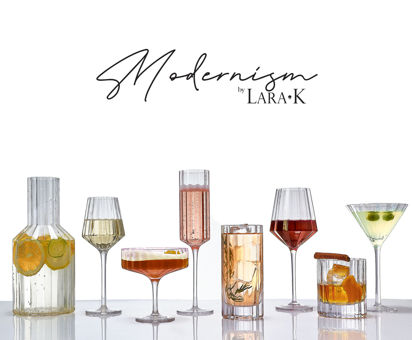 Modernism x Lara K. Crystal Red Wine | Water Glasses