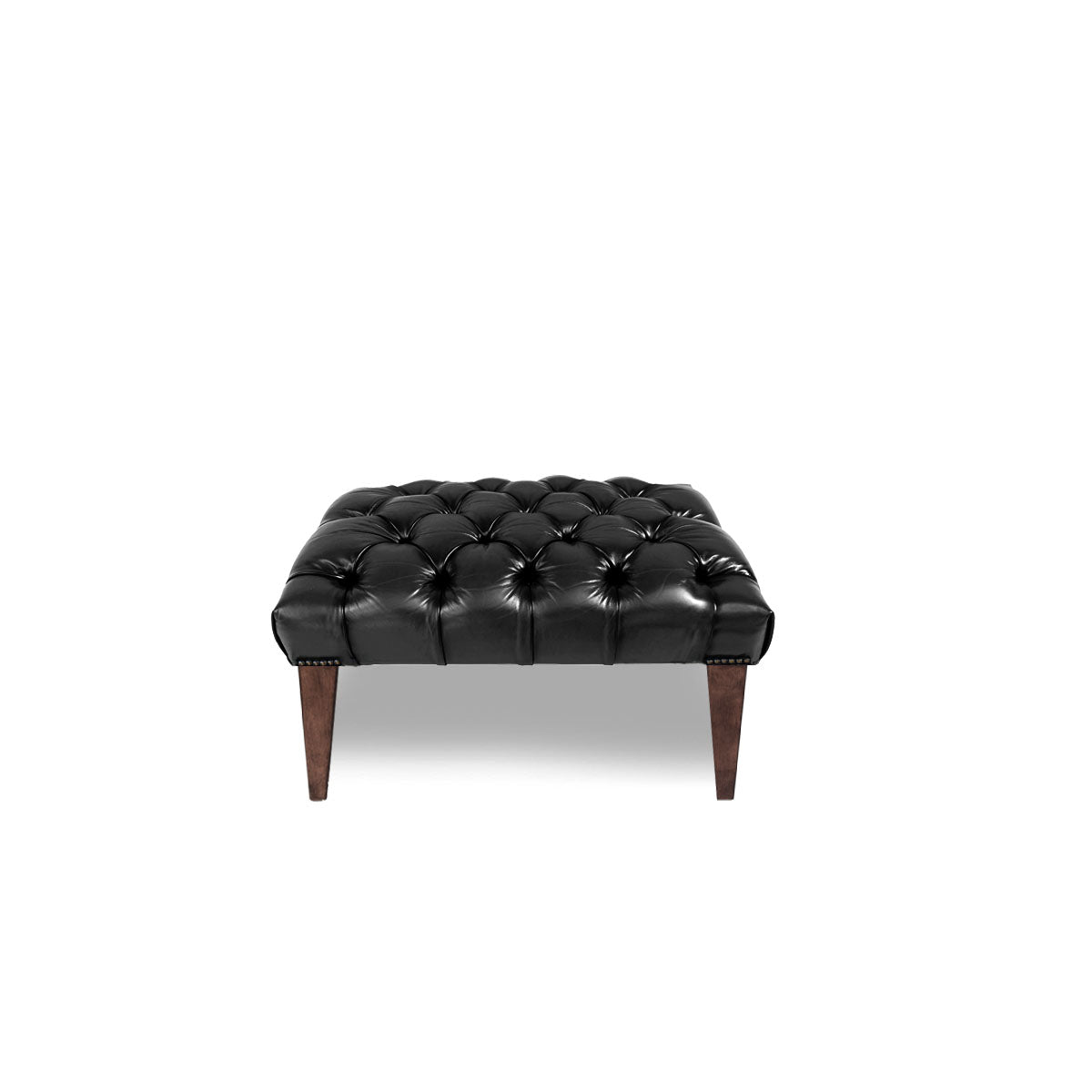 Chesterfield Tufted Leather Ottoman (Tapered Legs)