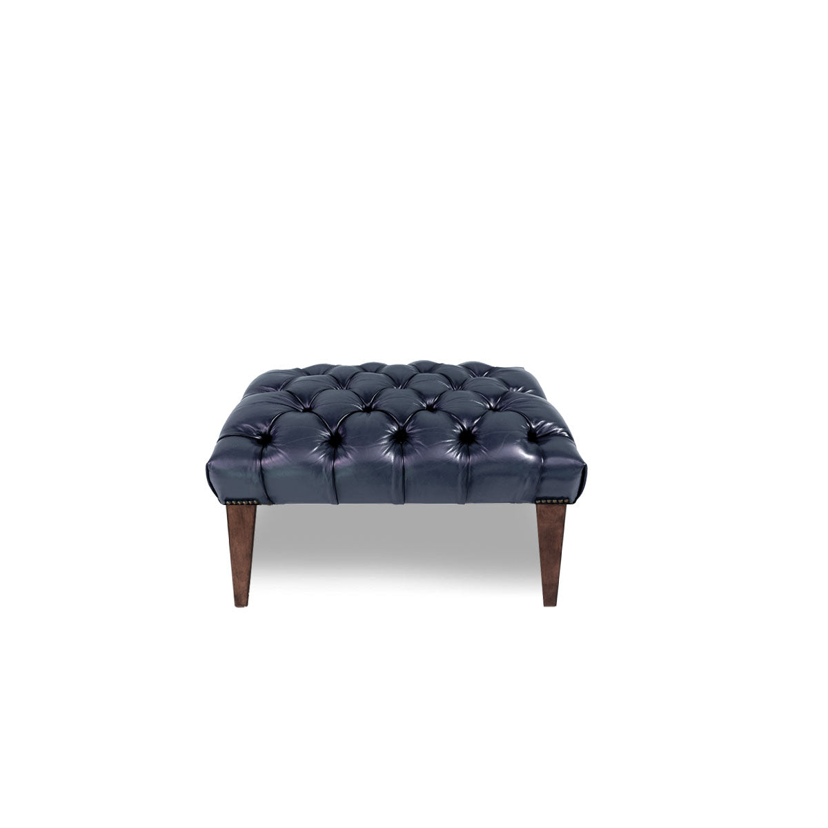 Chesterfield Tufted Leather Ottoman (Tapered Legs)