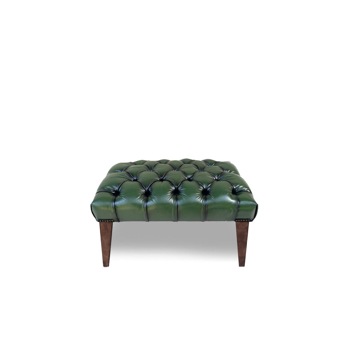 Chesterfield Tufted Leather Ottoman (Tapered Legs)
