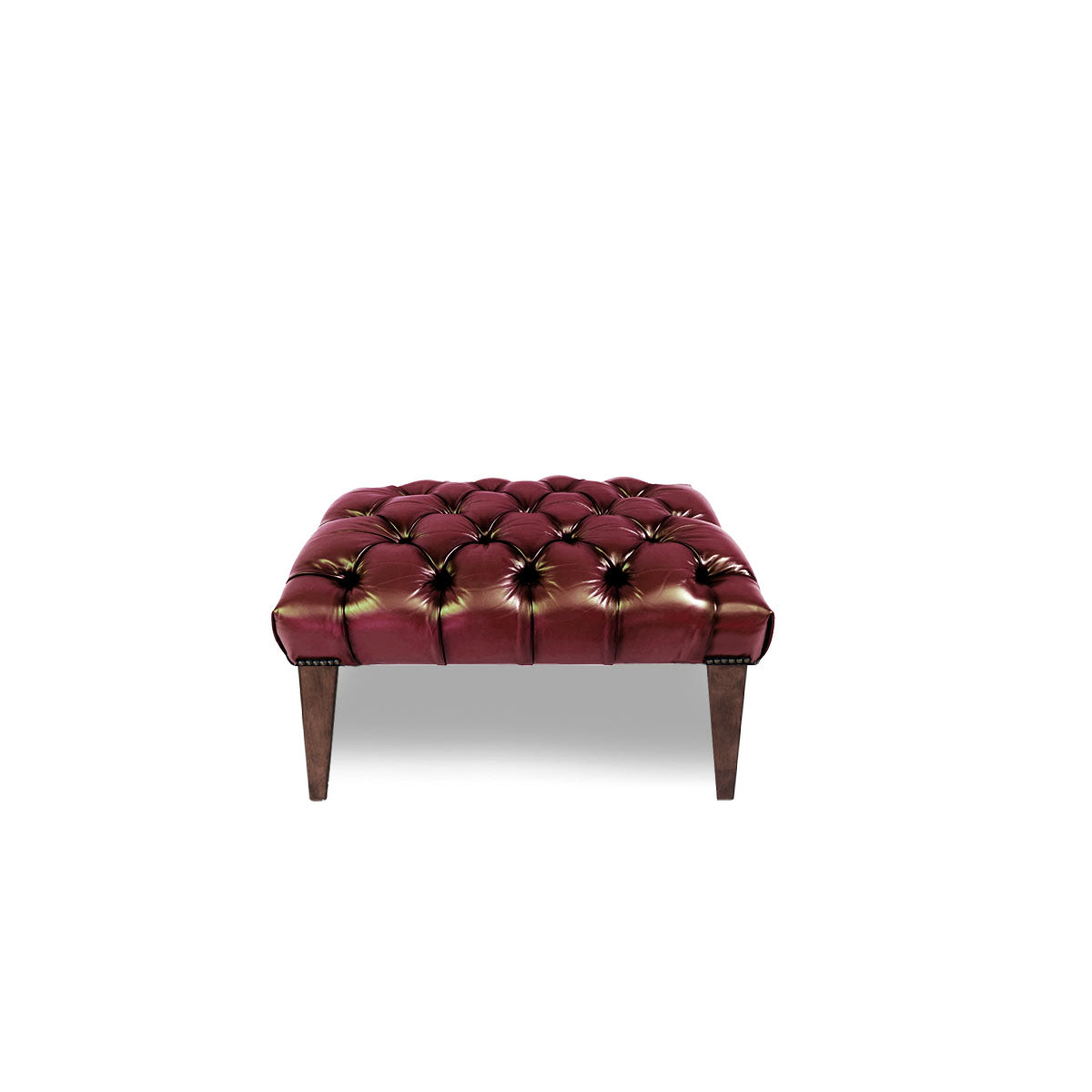 Chesterfield Tufted Leather Ottoman (Tapered Legs)