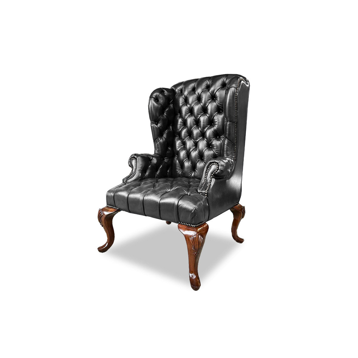 Queen Anne Tufted Wing Chair (Full Tufting-Full Cabriole)