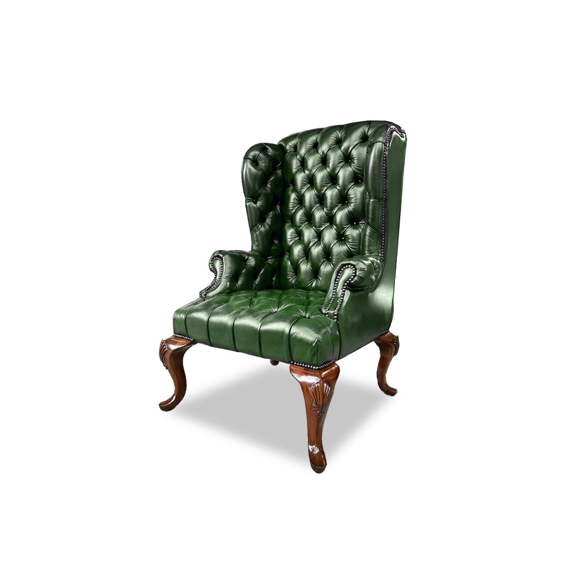 Queen Anne Tufted Wing Chair (Full Tufting-Full Cabriole)