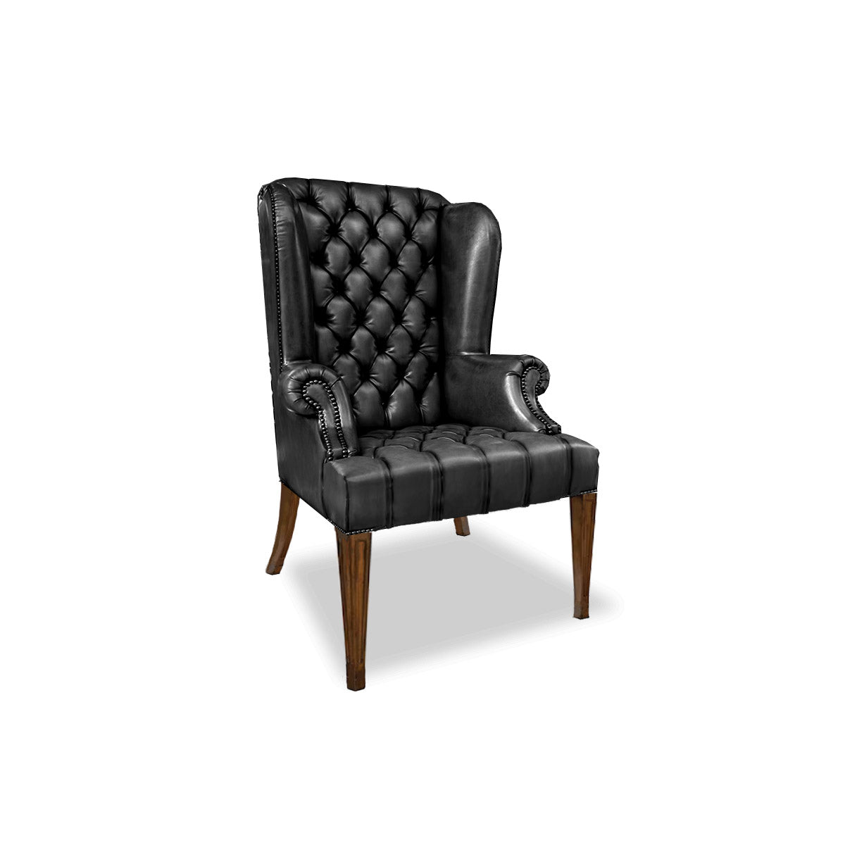Queen Anne Tufted Wing Chair (Plain Arm-Tapered Leg)