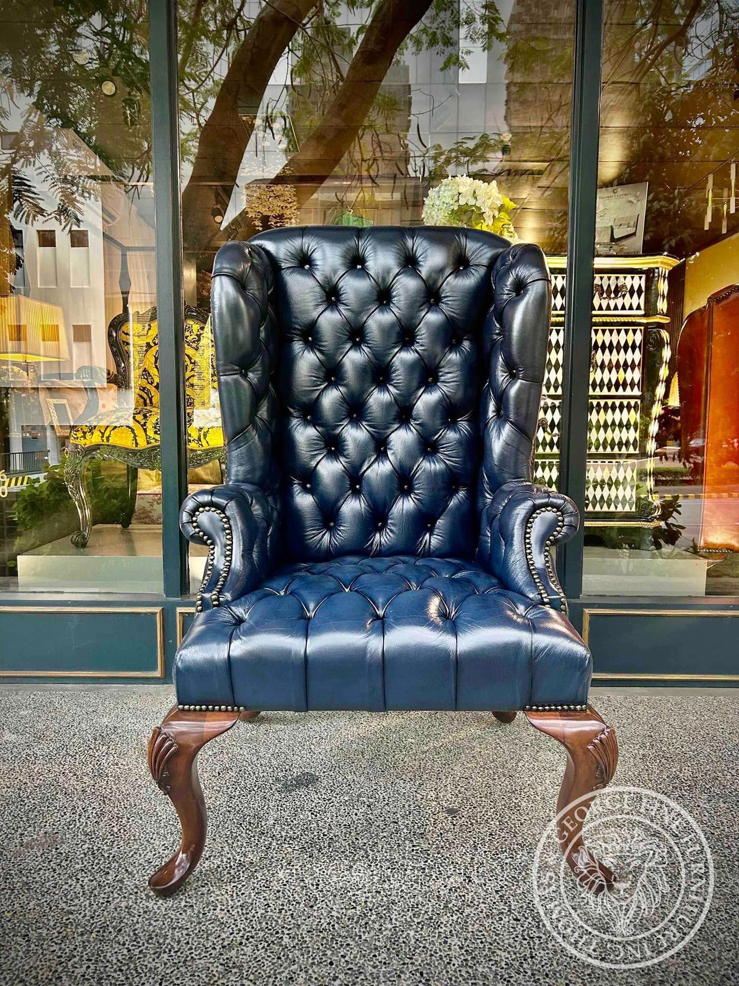 Queen Anne Tufted Wing Chair (Full Tufting-Full Cabriole)