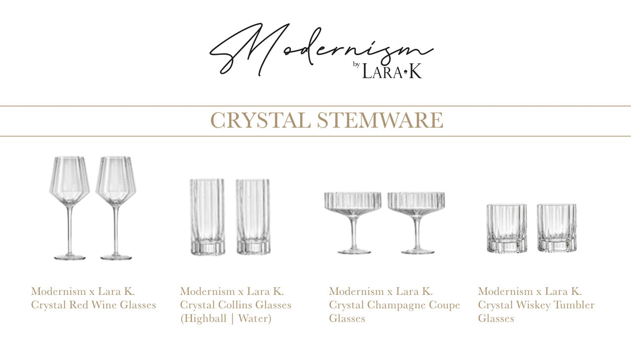Modernism x Lara K. Crystal Wiskey Tumbler Glasses - Lowball