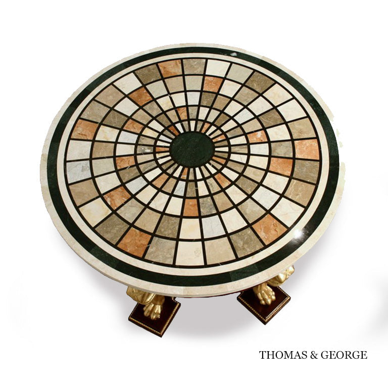 Antico Gilded Caryatid Circular Console Table I thomas-george-gallery