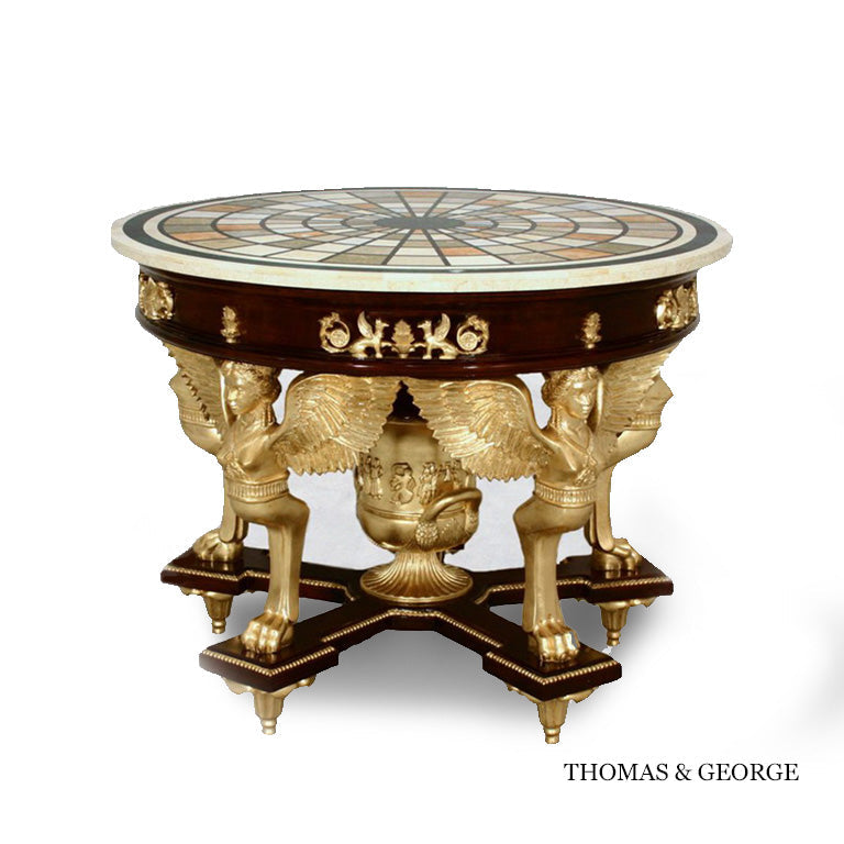 Antico Gilded Caryatid Circular Console Table I thomas-george-gallery
