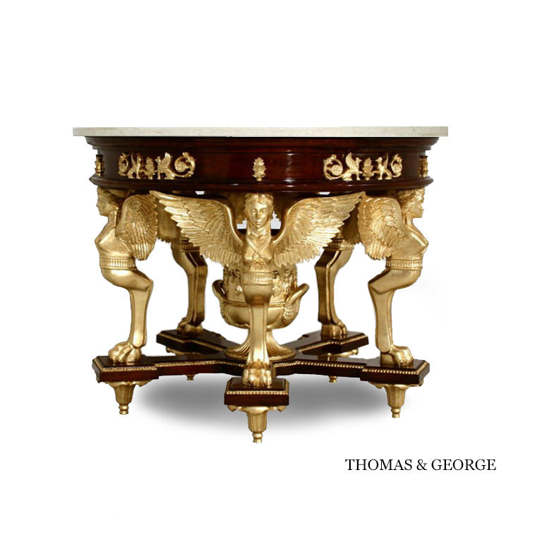 Antico Gilded Caryatid Circular Console Table I thomas-george-gallery