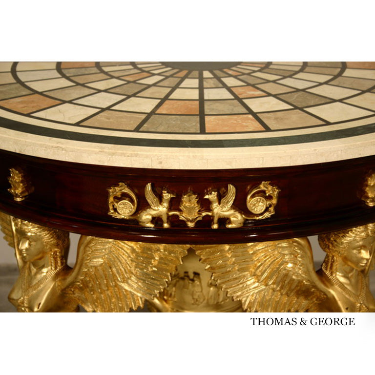 Antico Gilded Caryatid Circular Console Table I thomas-george-gallery