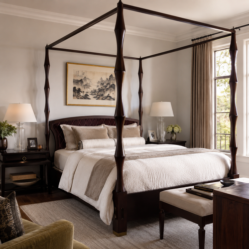 Boo 4-Poster Mahogany Bed Queen Size