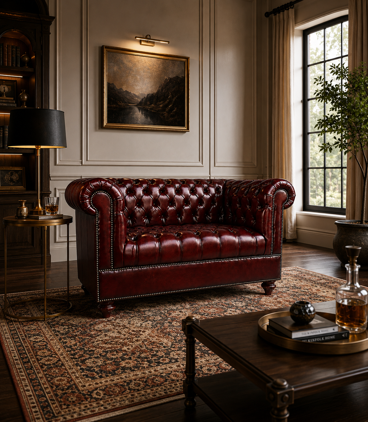 Classic Chesterfield 2-Seater Loveseat Sofa (Tufted Seat)