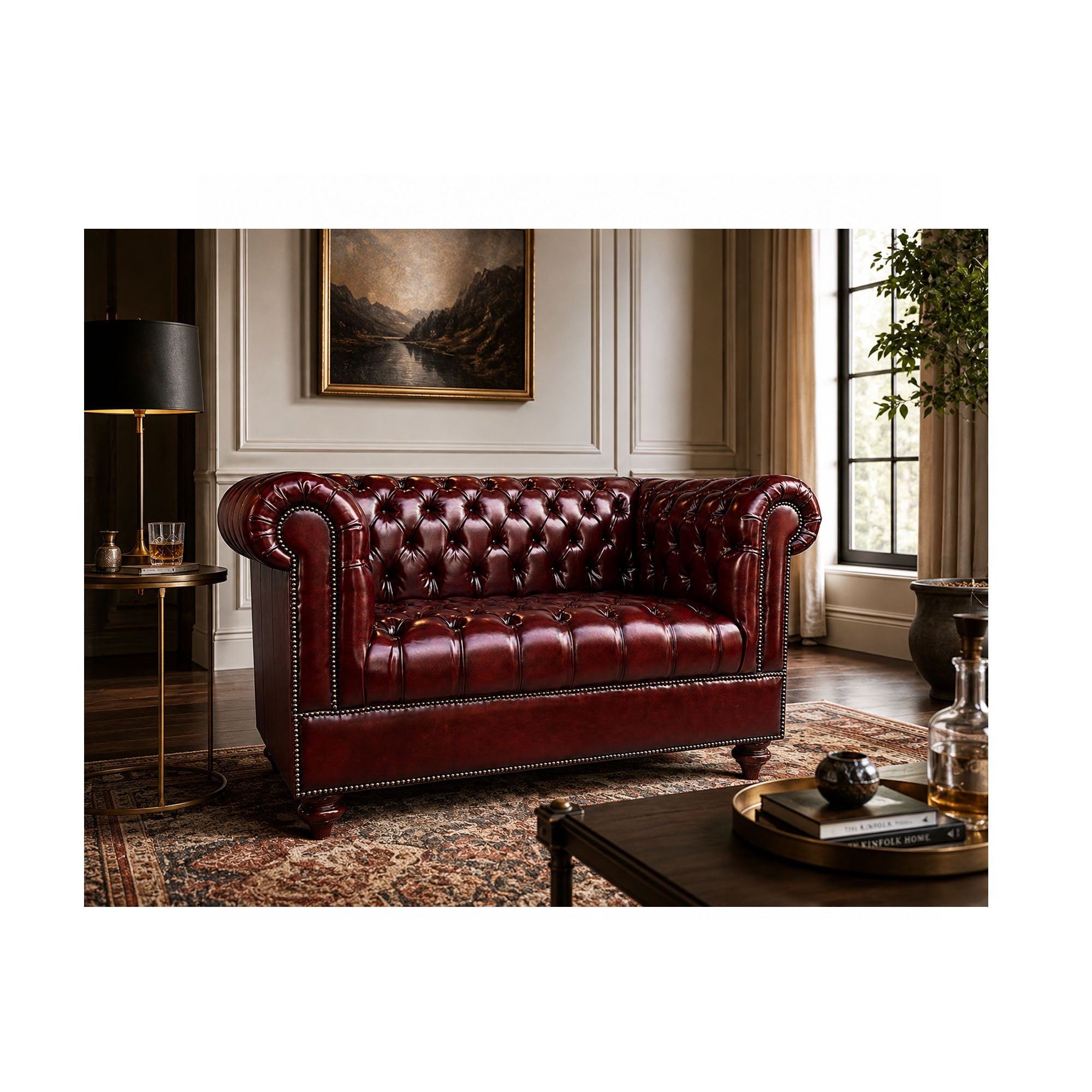 Classic Chesterfield 2-Seater Loveseat Sofa (Tufted Seat)
