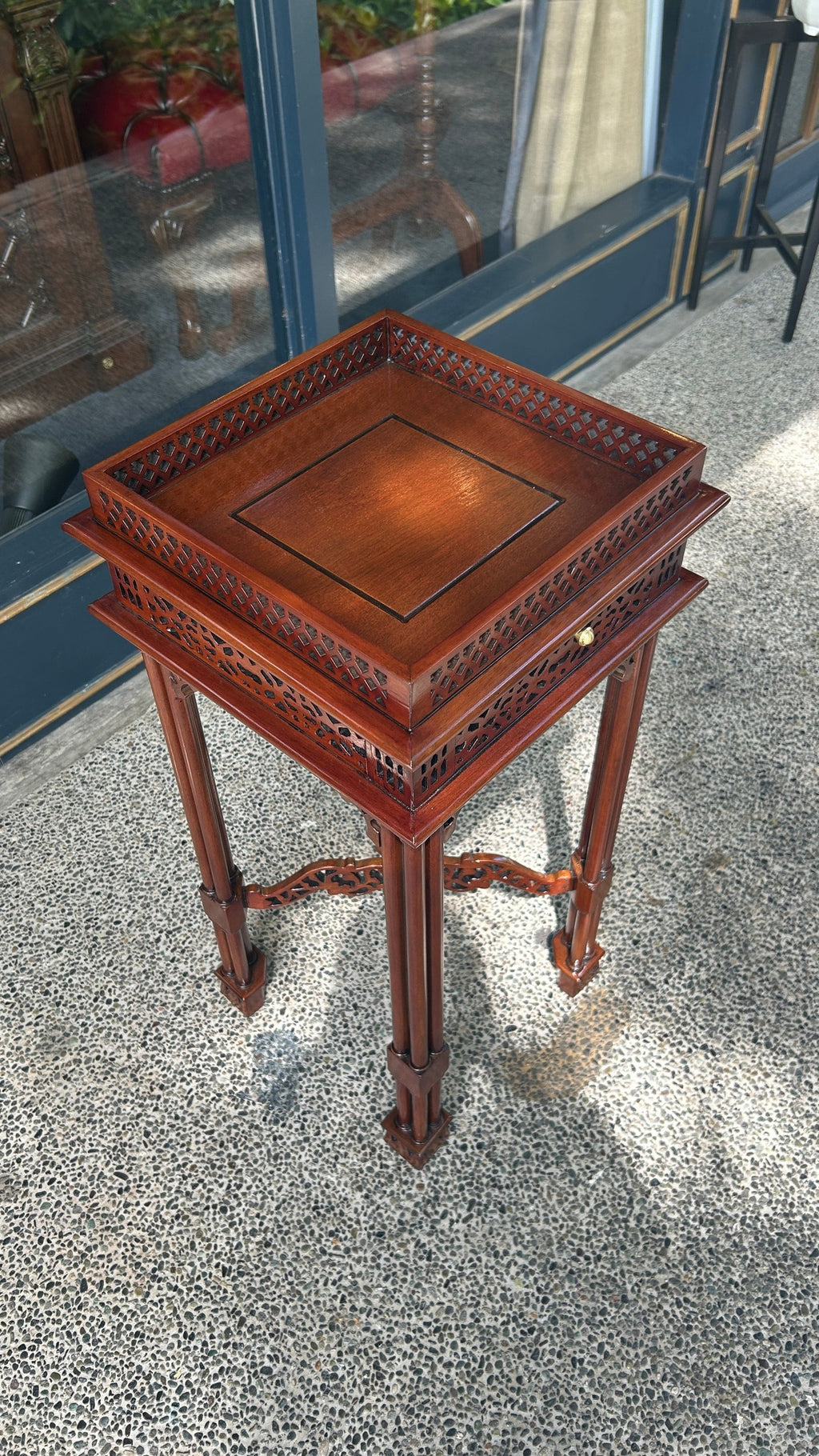 Chinese Chippendale Fretwork Tea Table (Square)
