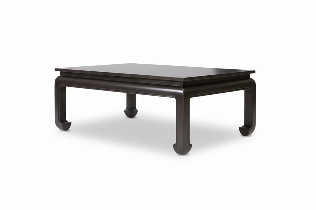 Dark wooden coffee table on a white background