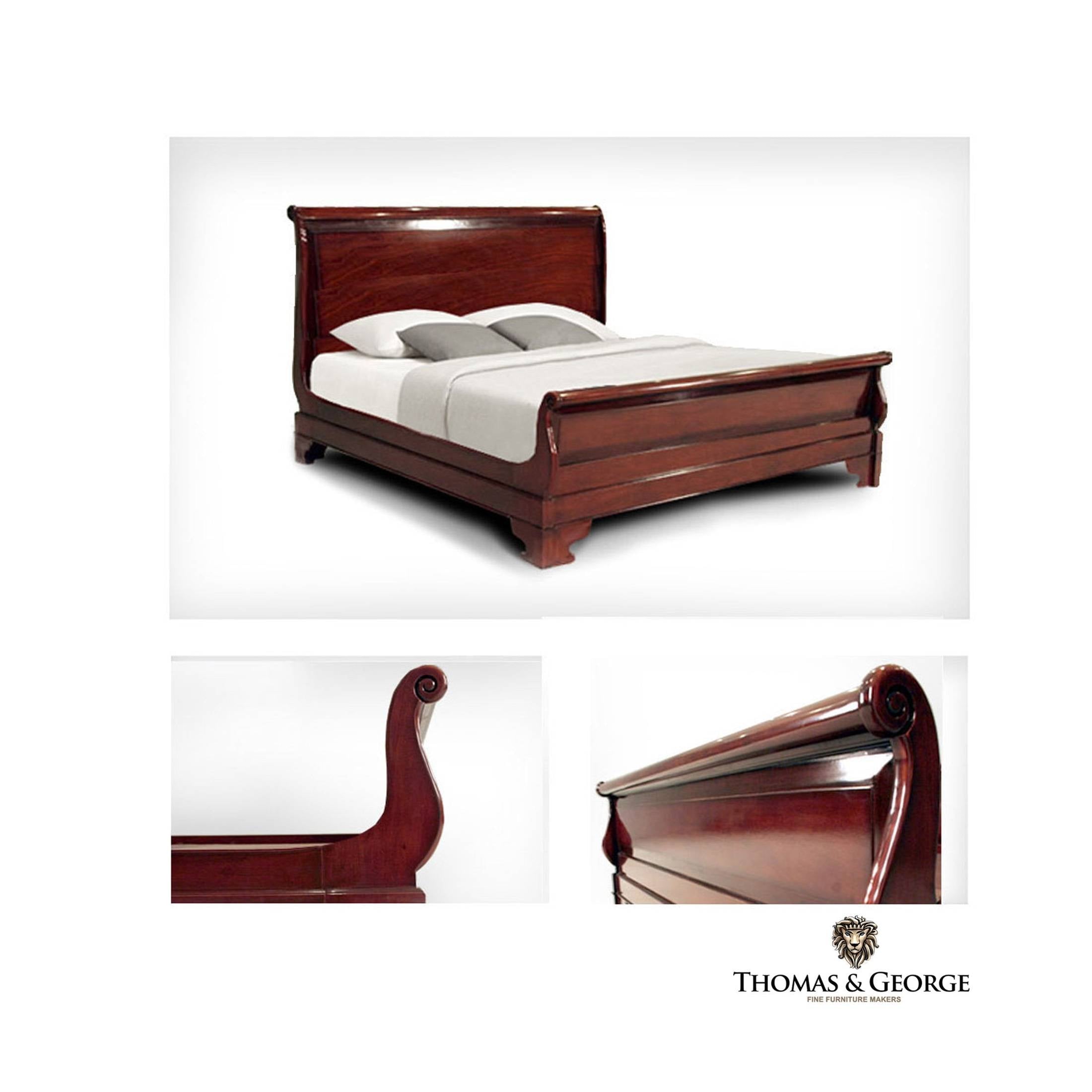 Classic Mahogany Sleigh Bed QS thomas-george-gallery