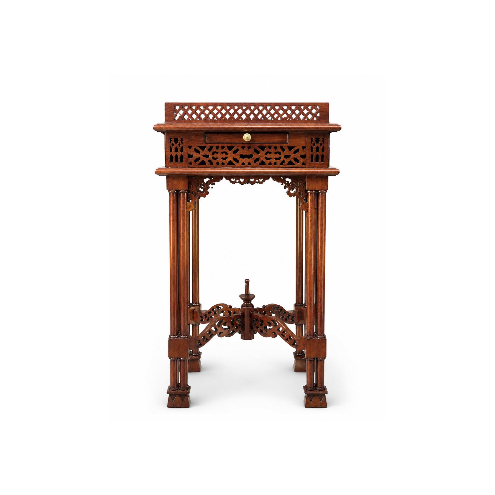 Chinese Chippendale Fretwork Tea Table (Square)