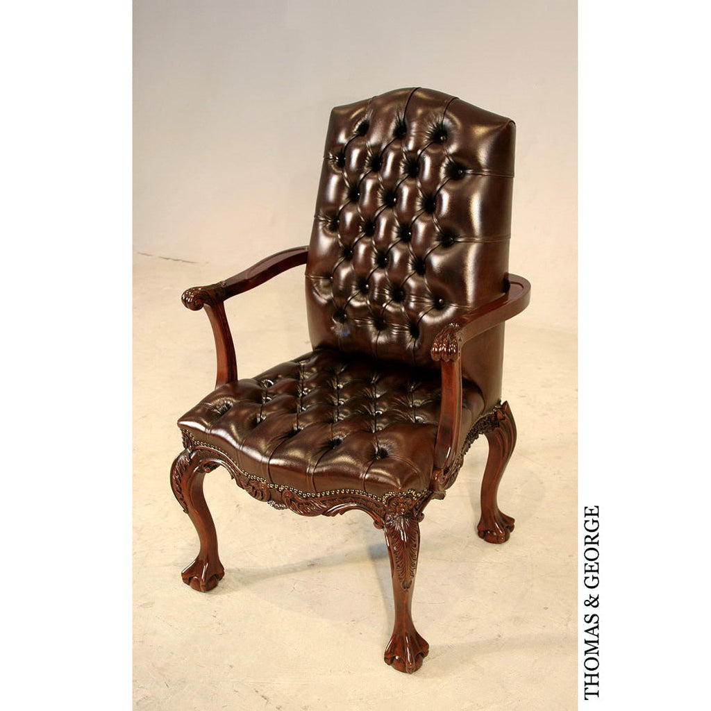 English Chippendale Arm Chair 948 Leather thomas-george-gallery