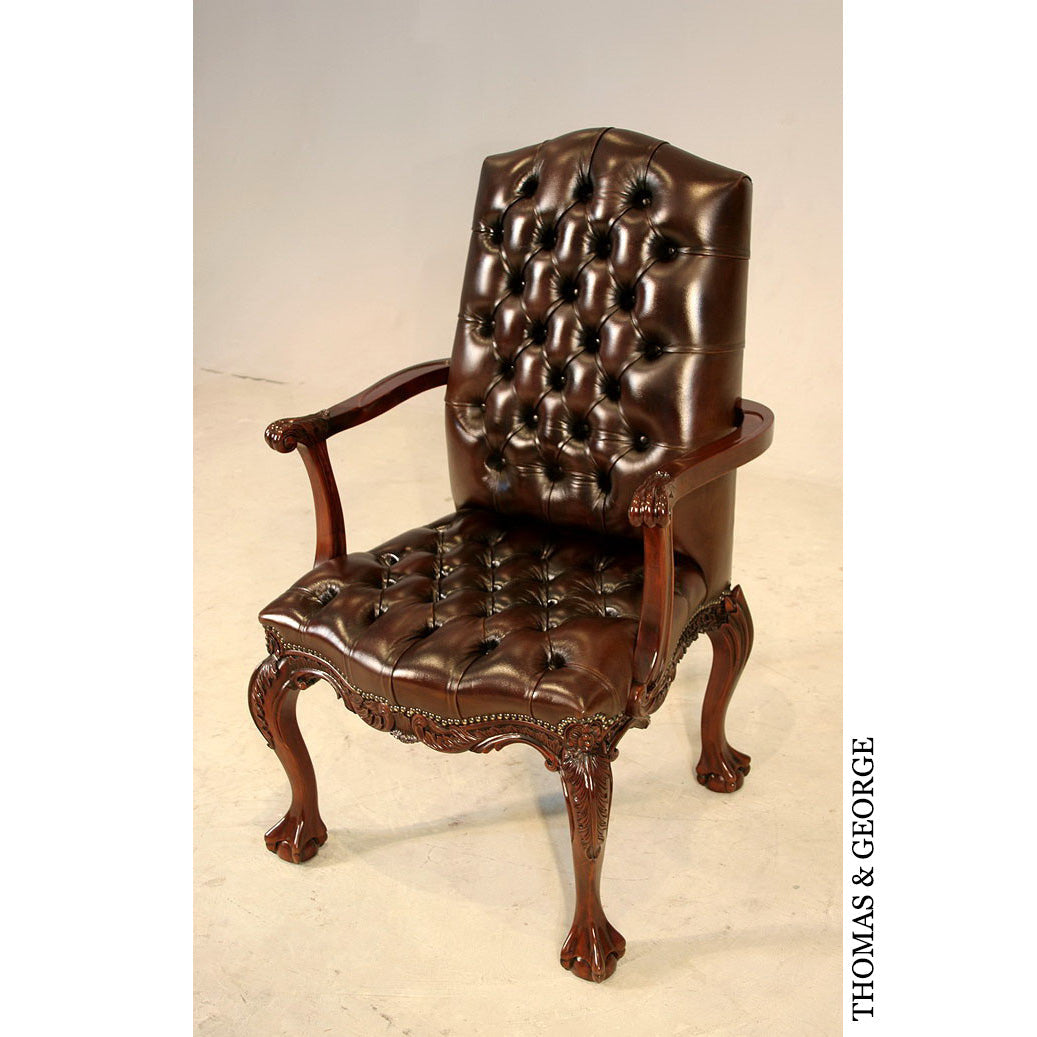 English Chippendale Arm Chair 948 Leather thomas-george-gallery