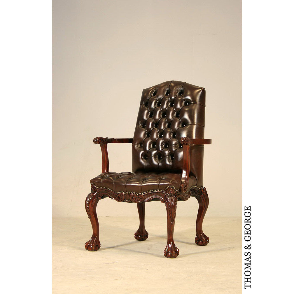 English Chippendale Arm Chair 948 Leather thomas-george-gallery