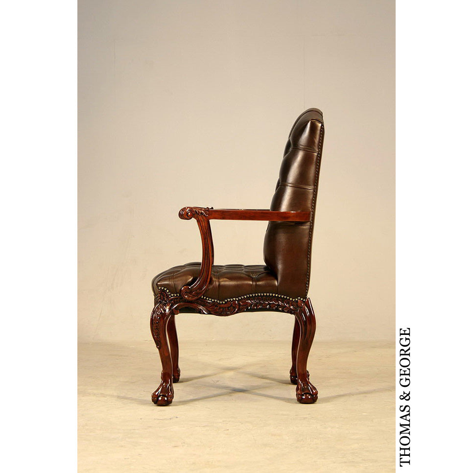 English Chippendale Arm Chair 948 Leather thomas-george-gallery