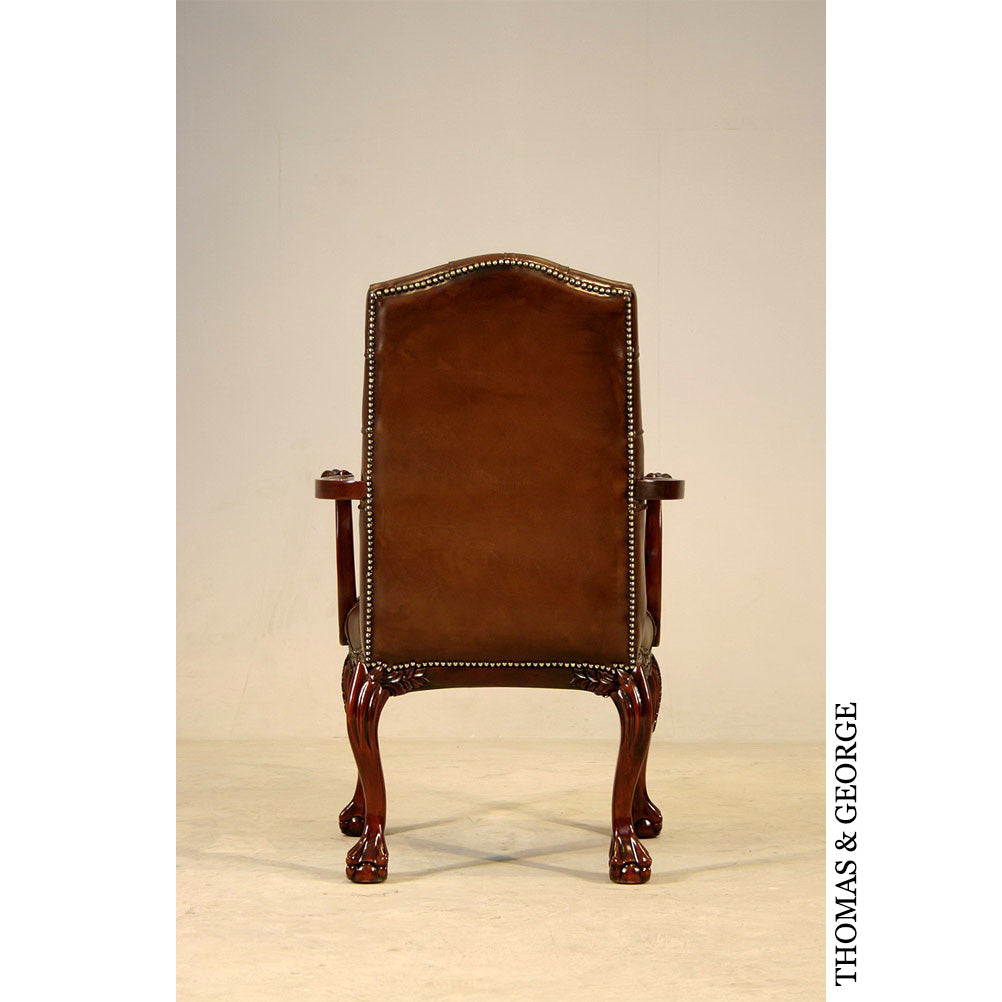 English Chippendale Arm Chair 948 Leather thomas-george-gallery