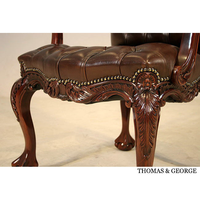 English Chippendale Arm Chair 948 Leather thomas-george-gallery