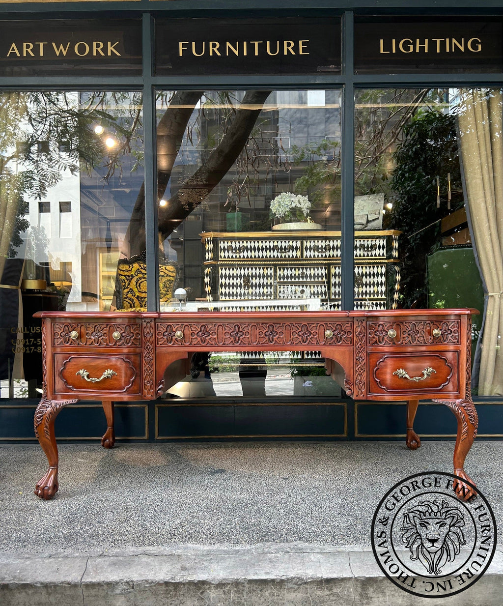 English Chippendale Fretwork Writing Table thomas-george-gallery