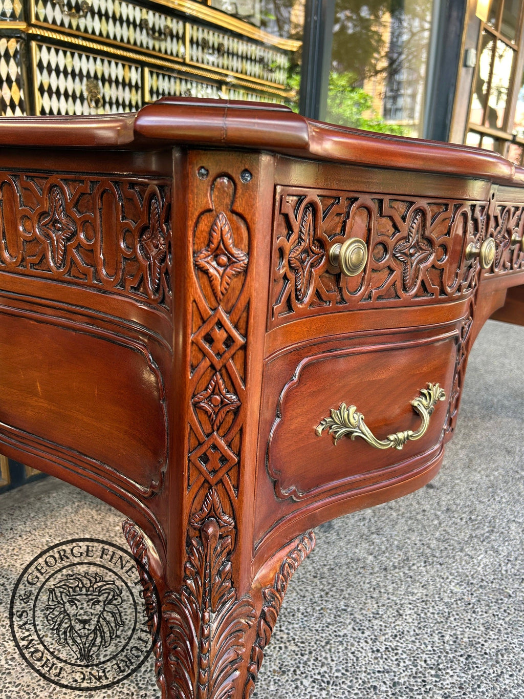 English Chippendale Fretwork Writing Table thomas-george-gallery
