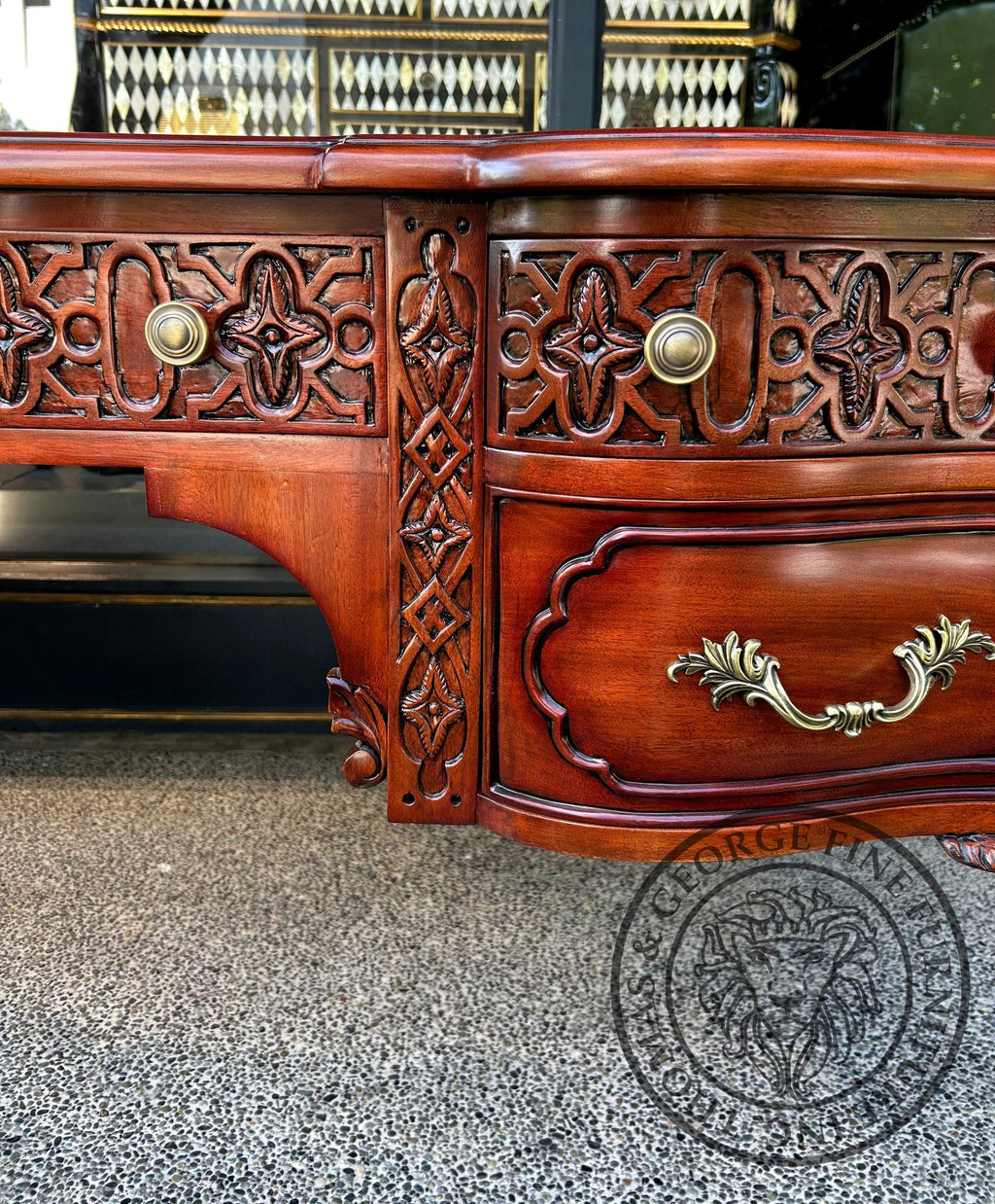 English Chippendale Fretwork Writing Table thomas-george-gallery