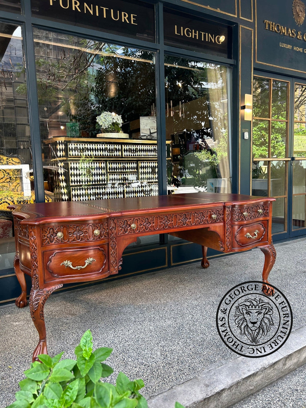 English Chippendale Fretwork Writing Table thomas-george-gallery