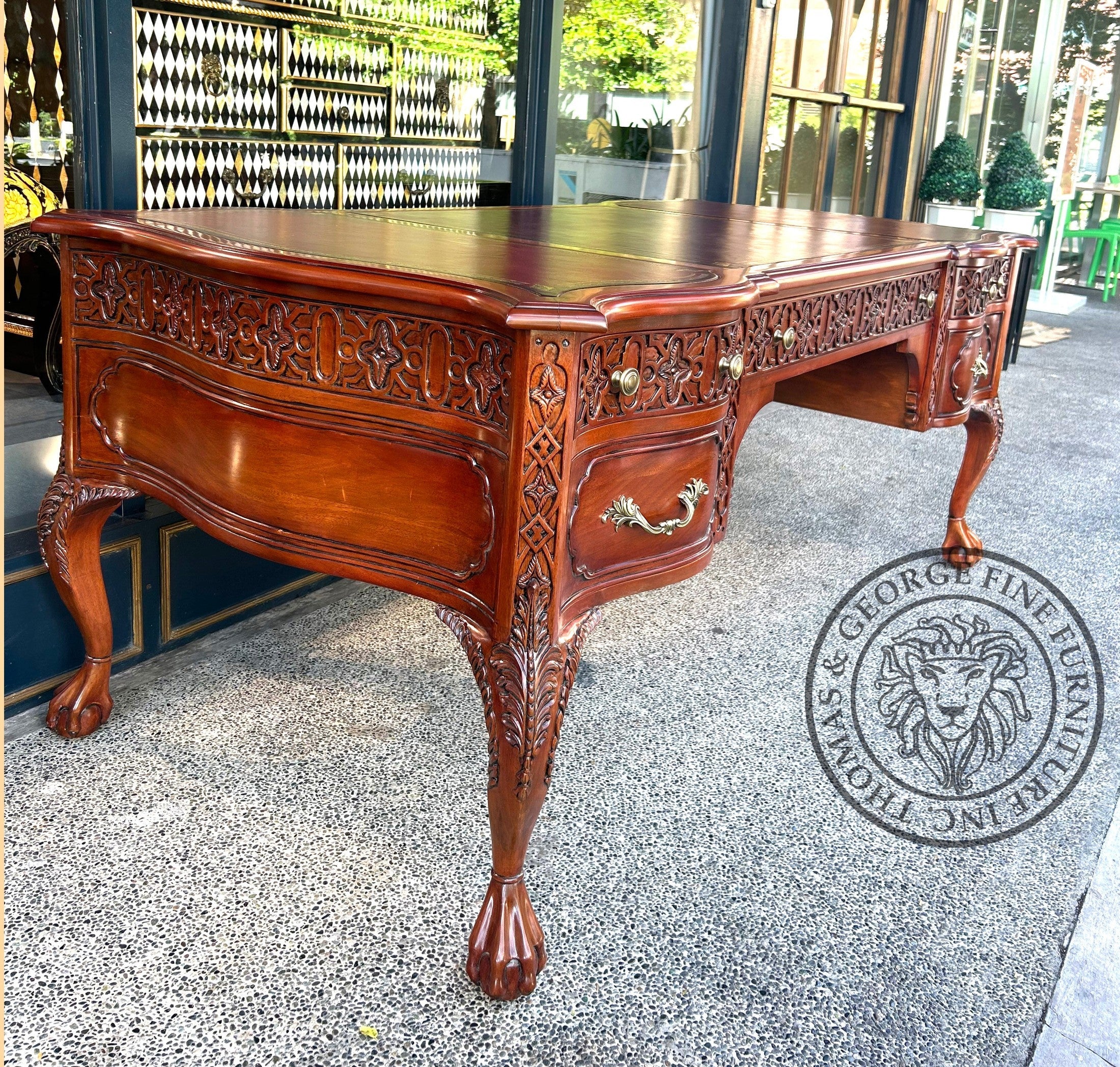 English Chippendale Fretwork Writing Table thomas-george-gallery