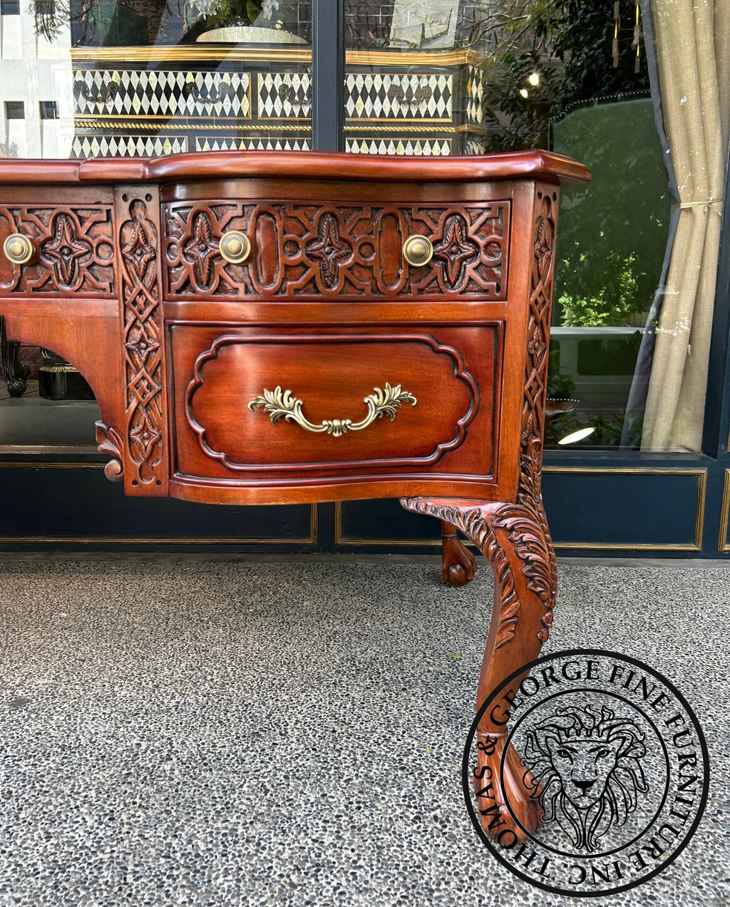 English Chippendale Fretwork Writing Table thomas-george-gallery