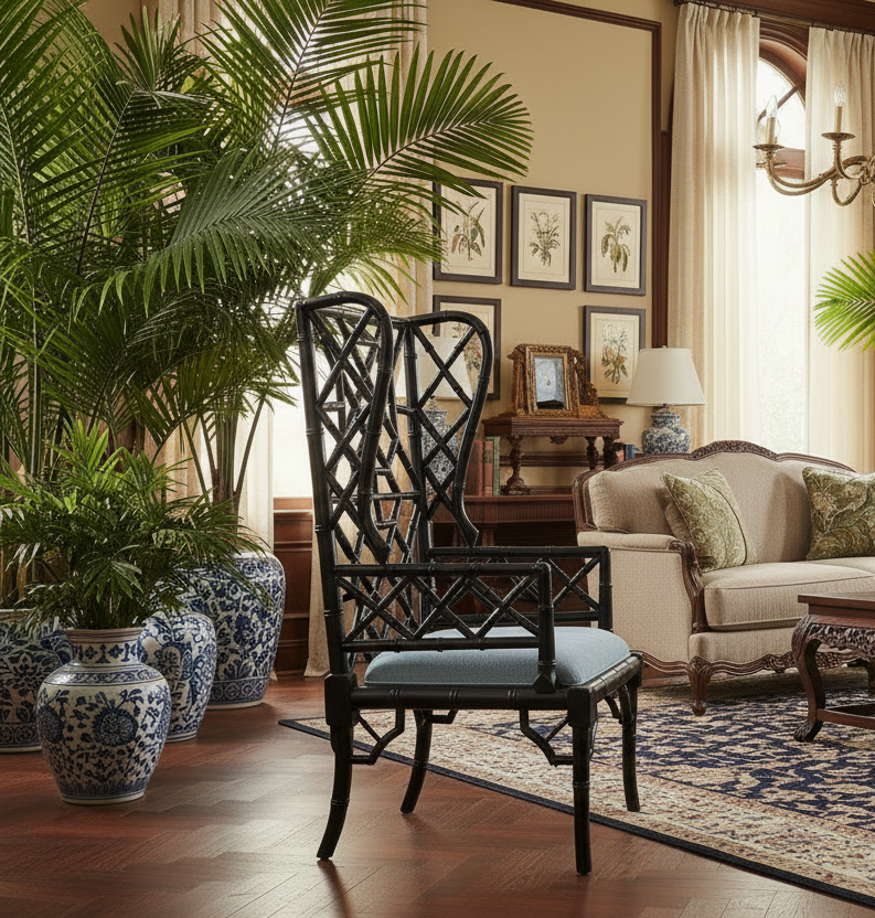 Chinoise Chippendale Wing Chair