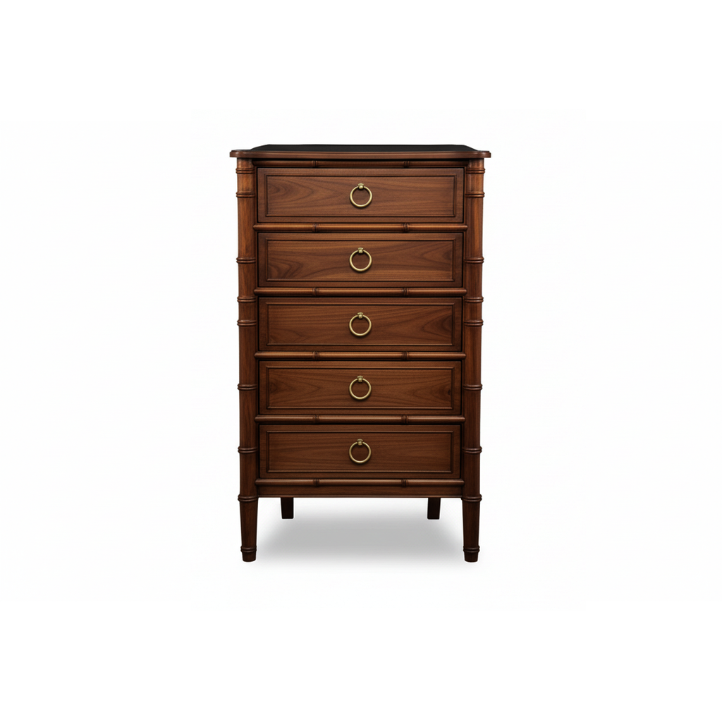 Chinoise Bamboo Upright Chest (5-Drawer)
