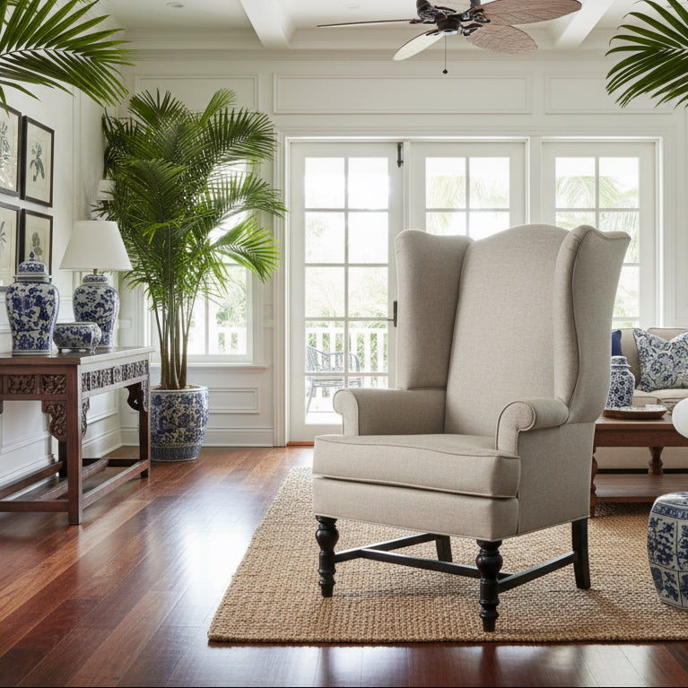 Farmhouse Upholstered Wing Chair