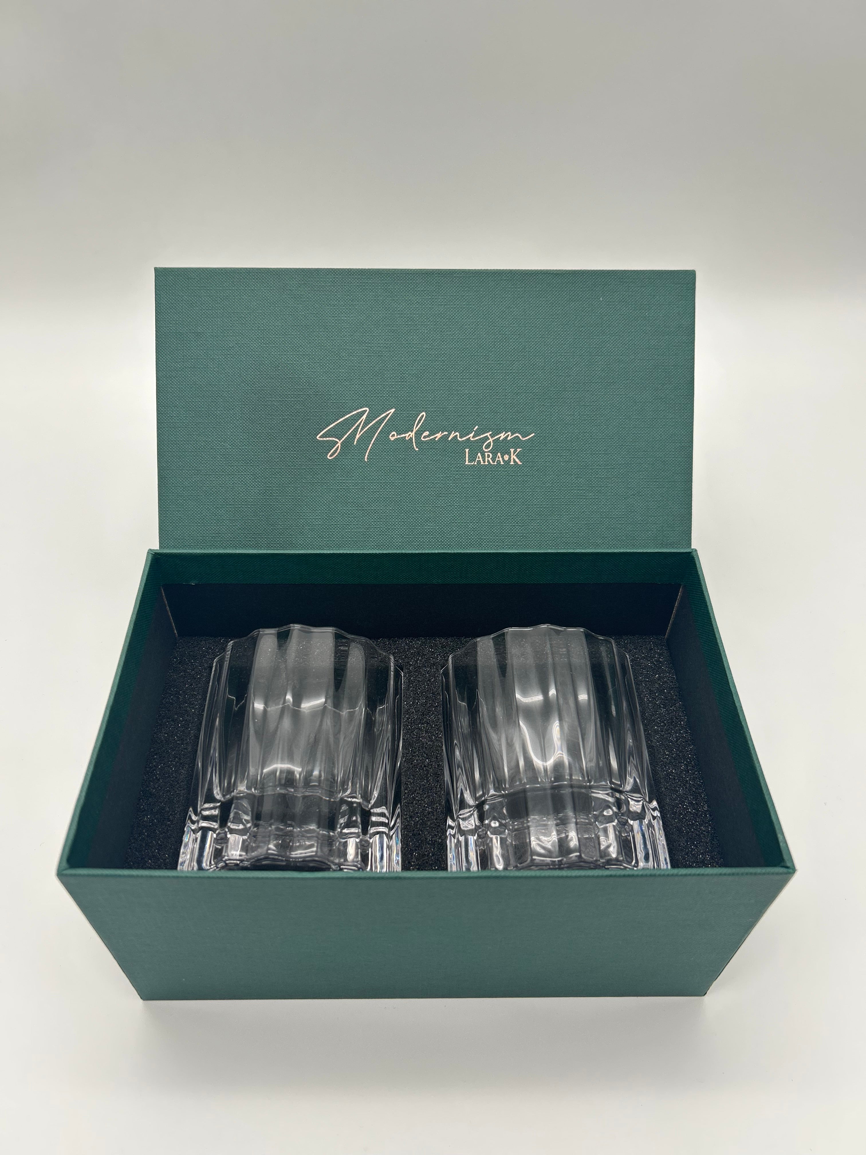 Modernism x Lara K. Crystal Wiskey Tumbler Glasses - Lowball
