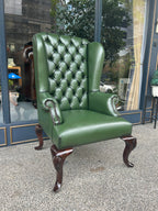 Queen Anne Tufted Wing Chair (Plain Arm|Plain Seat-Full Cabriole)