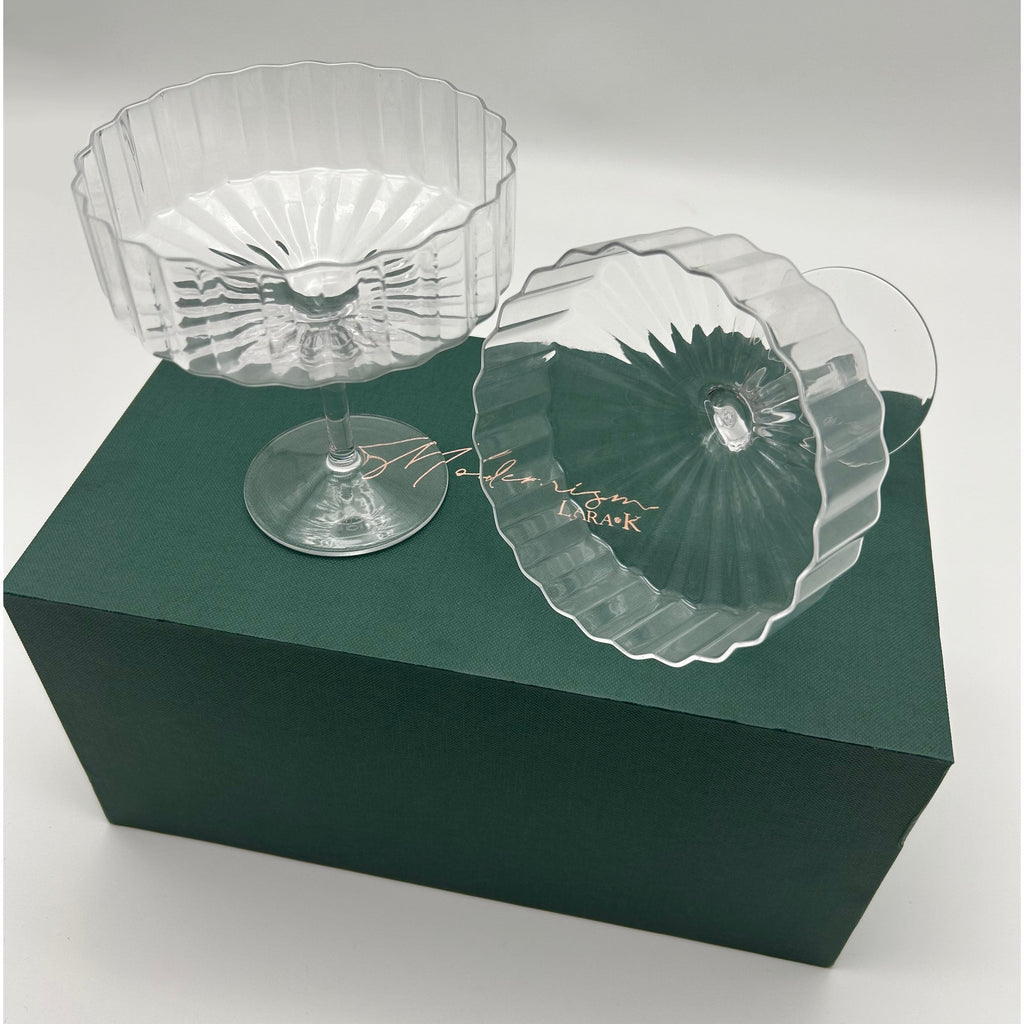 Modernism x Lara K. Crystal Champagne Coupe Glasses