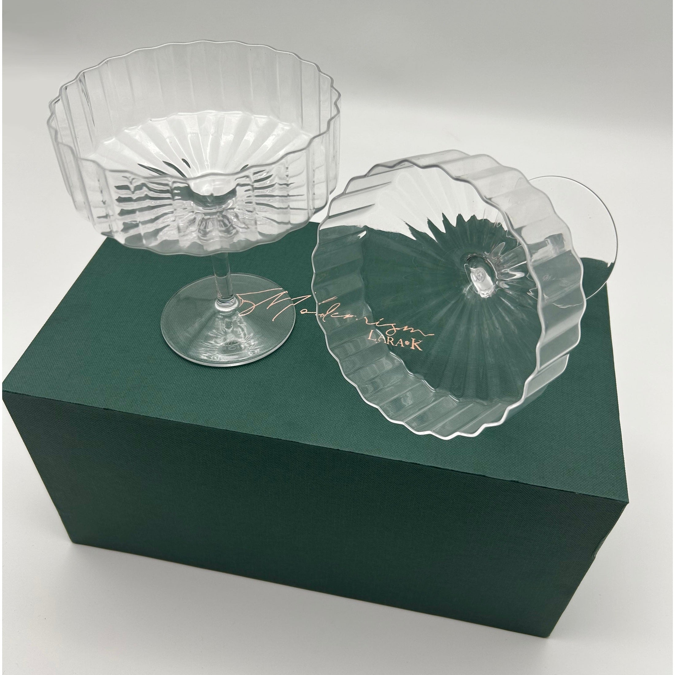 Modernism x Lara K. Crystal Champagne Coupe Glasses