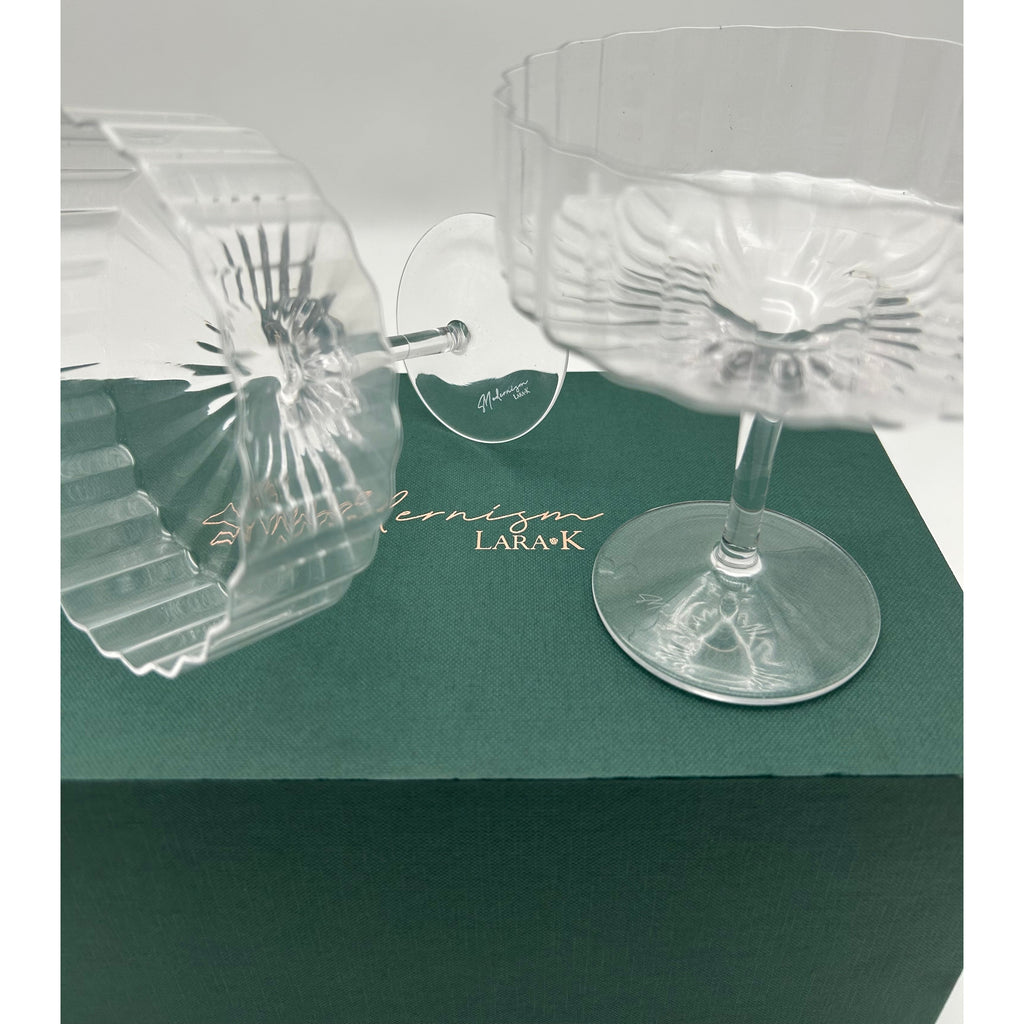Modernism x Lara K. Crystal Champagne Coupe Glasses