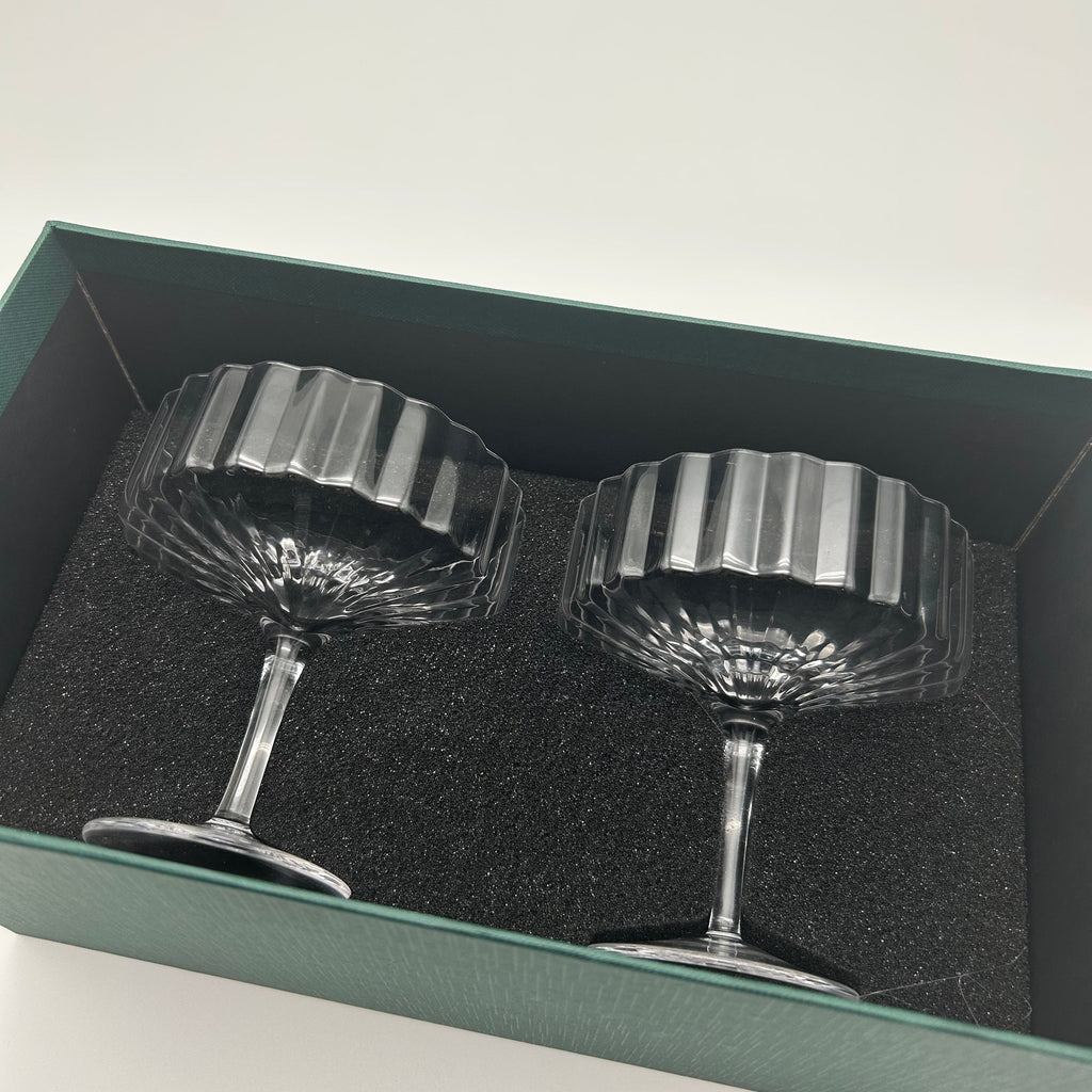 Modernism x Lara K. Crystal Champagne Coupe Glasses
