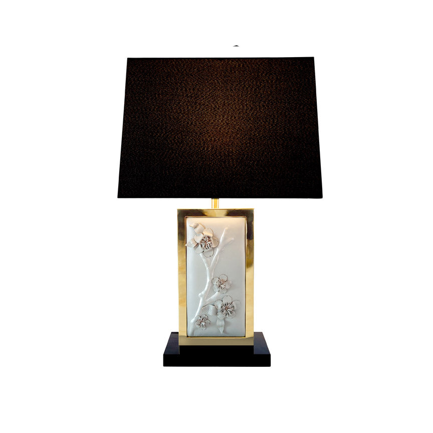Sculpted Blossom Leather Table Lamp II